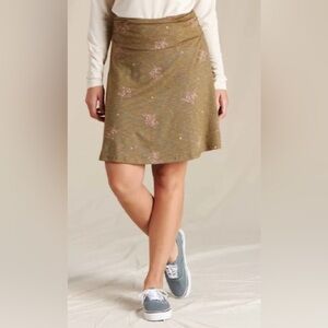 Toad&Co heathered Olive Floral A-Line Boho Spirty Y2K Chaka Skirt. Sz Med